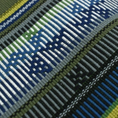 読谷山ミンサー 半幅帯 藍 緑 ｜読谷山花織事業協同組合 | hanaito